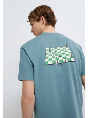 Mavi Satranç Baskılı Yeşil Tişört 0613633-70128