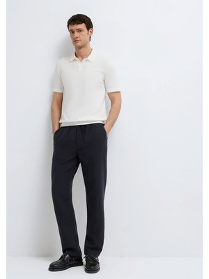 Mavi Beli Lastikli Müslin Siyah Jogger Pantolon 0010596-71379