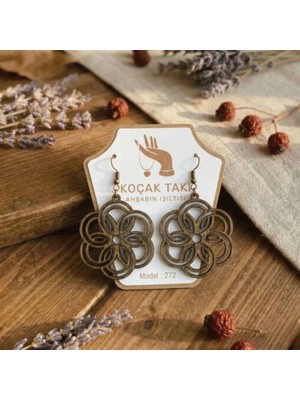 Koçak Takı Ahşap Küpe Modern Özgün Minimalist Takı Model No 303
