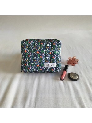 Ubomi Lily Çiçekli Makyaj Çantası-Kişisel Bakım Çantası-Büyük Boy