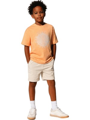 Jacklions Erkek Çocuk Şeftali Renk Kabartma Baskılı Pamuk Tişört