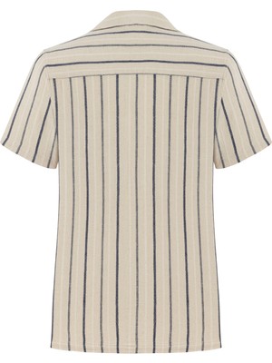 Mudo Çizgili Kısa Kollu Casual Gömlek