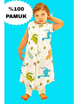 Mini Kiti %100 Pamuk Müslin Uyku Tulumu DinozorÇocuk Bebek Uyku Tulumu