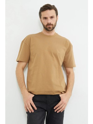 FullaModa Basic Bisiklet Yaka Oversize Tişört