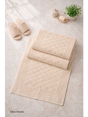 Hsc Bilişim 3lü Pamuklu Ayak Havlusu Seti Kabartma Desenli 50X70 cm Bej