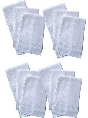 Hsc Bilişim 12 Li El Cep Yaka Kumaş Mendil 36X36 cm 100 Pamuklu Tm Beyaz