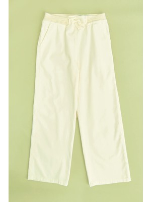 FullaModa Beli Lastikli Keten Görünümlü Kız Çocuk Pantolon