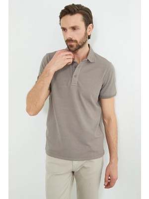 FullaModa Desenli Polo Yaka Regular Fit Tişört