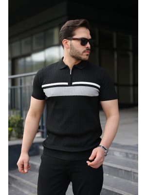 Gacha Erkek Örgü Desenli Renkli Kısa Kollu Triko Tişört