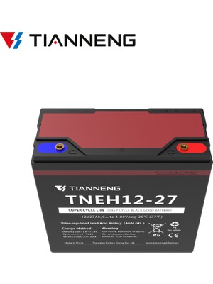 Tianneng Tneh 12-27 Uzun Çevrim Ömrü Siyah Altın Pil Elektrikli Motosiklet 12V 27AH
