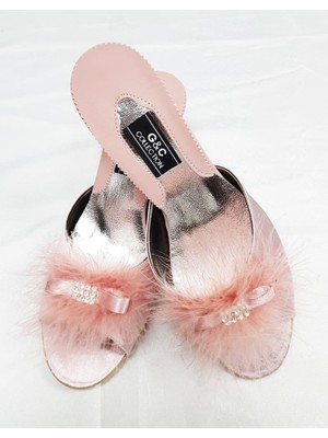 Ceyyiz Taşlı Kaztüyü Taşlı Platform Bayan Terlik 215