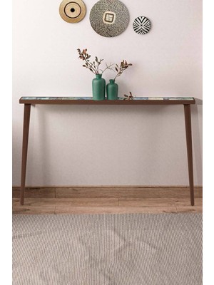 Feyza Design 122X12CM Doğal Ağaç Tek Sıra Traverten Taşlı Dresuar