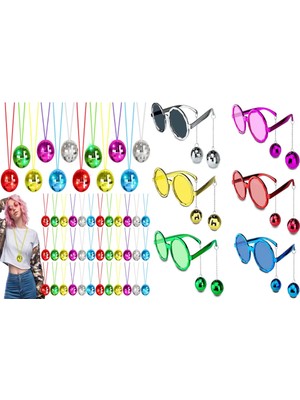 Skygo 12 Parça Renkli Disko Toplu Retro Parti Seti – 6 Kolye + 6 Gözlük