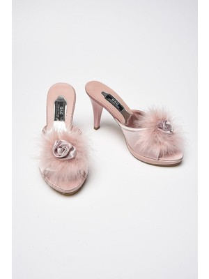 Ceyyiz GC Pudra Gül Aksesuarlı Platform Pnponlu Bayan Terlik GC190