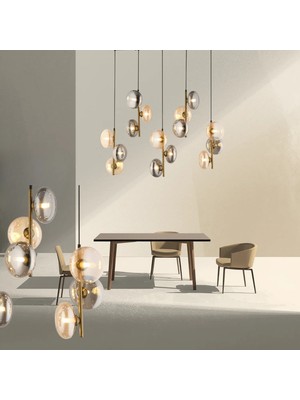 Lampaluce Valentina Modern Tasarımlar Camlı Yemek Masası Üzeri Avize 5\'li