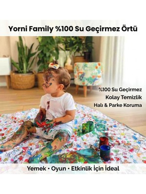 Yorni Family, 145X300CM Ebatında, Su Geçirmez, Yer/masa Örtüsü, Aktivite, Yemek ve Oyun için, Çok Amaçlı