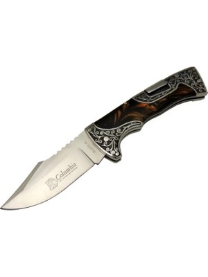 Derin Stok B3157B Işlemeli Kamp Çakı 22 cm - Kahverengi Saplı, Manuel Açılma
