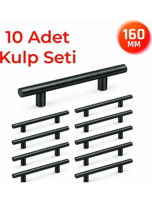 Nobel 160 mm Metal Mobilya Kulpu – Mutfak Dolap Çekmece Kulpu, Dekoratif Kulp Seti (10 Adet) Titanyum