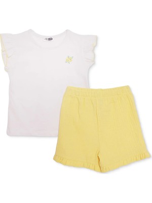 Hellobaby Kız Bebek Bluz-Şort Bisiklet Yaka Short Sleeve Reçme