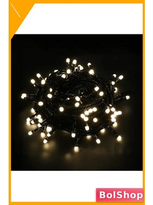 BolShop 10 Metre Siyah Kablolu LED Boncuk Aydınlatma Gün Işığı Tonu