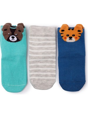 Hellobaby Erkek Bebek 3lü Soket Çorap Hayvan Baskılı