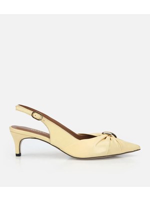 Hotiç 01AYH321440A520 KADIN Deri Sarı Gold Tokalı Arkası Açık Kısa Topuklu Stiletto