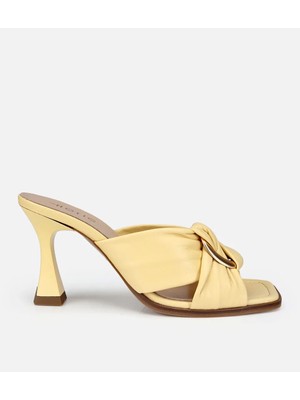 Hotiç 01TEH321710A520 KADIN Deri Sarı Gold Toka Detaylı Topuklu Terlik