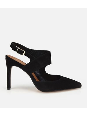 Hotiç 01AYH321950A100 KADIN Süet Deri Siyah Arkası Açık Stiletto