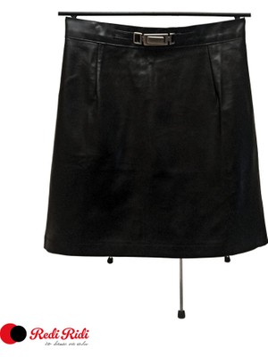 Redi Ridi Siyah Deri Etek
