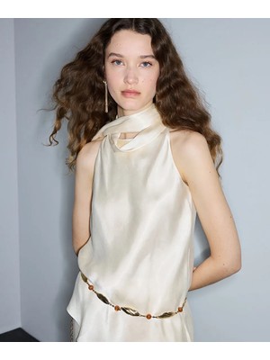 İpekyol Saten yüzeyli fularlı bluz IS1260006159AB1