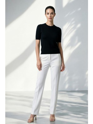 Setre Siyah Kısa Kollu Bisiklet Yaka Triko