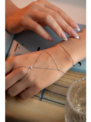 Nereze 925 Ayar Gümüş Rodyum Kaplama Tektaş Model Şahmeran Bileklik