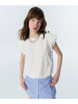 Twist Eskitme Efektli Vatkalı Tişört TS1260070258018