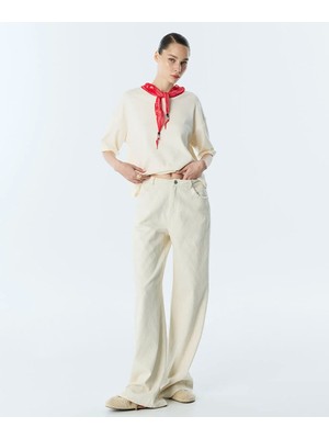 Twist Baklava Dokulu Wıde Leg Jean Pantolon TS1260018054AB1