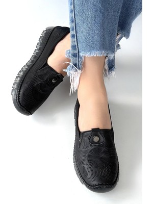 buğrahayalin Rinna Siyah Deri Spor Ayakkabı