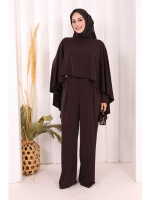 Bym Fashion Pelerinli Tulum 8022 Kahverengi