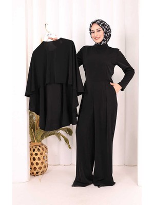 Bym Fashion Pelerinli Tulum 8022 Siyah