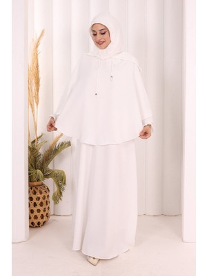 Bym Fashion Keten Sufleli Elbise Takım 6067 Ekru
