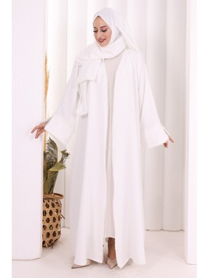 Bym Fashion Keten Takım Şal Hediyelidir 7067 Ekru