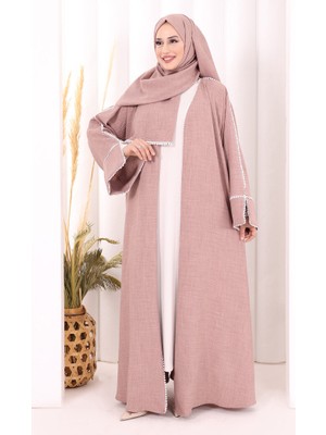 Bym Fashion Keten Takım Şal Hediyelidir 7067 Gül Kurusu