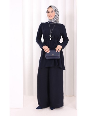 Bym Fashion Kolyeli Tunik Pantolon Takım 8027 Lacivert