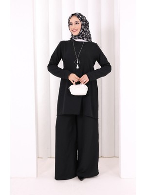 Bym Fashion Kolyeli Tunik Pantolon Takım 8027 Siyah