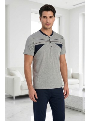 Remsa Erkek Penye Kısa Kol Pijama Takımı 2358 Gri