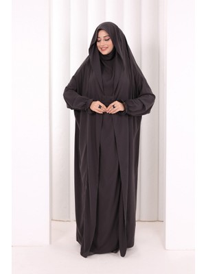 Bym Fashion Medine Kendinden Peçeli Sufleli Cilbab 6032 Füme