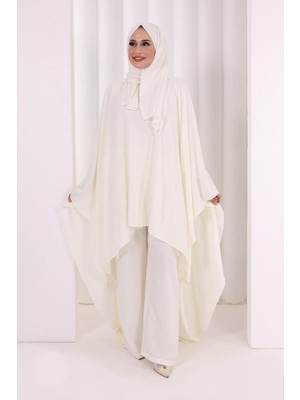 Bym Fashion Kolyeli Tunik Pantolon Takım 8026 Ekru