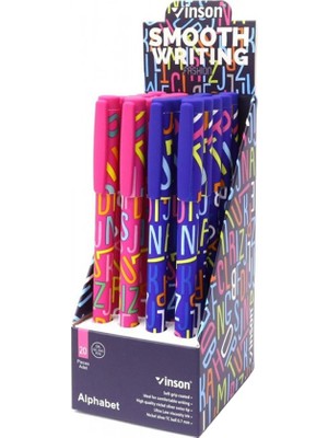 Vinson Maxx Jel Tükenmez Kalem Yazım Rengi Mavi 0.7 Mm Vinson Desenli A28 (20 Li Paket)