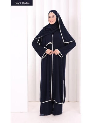 Bym Fashion 8001-1 Biyeli Pantolonlu Tunik Takım  Şal Lacivert