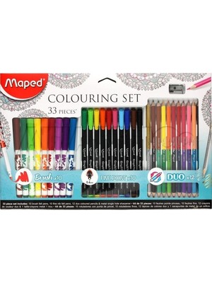 Maped 897417 Okul Boyama Seti 33 Lü (10 Lu Brush + 10 Lu Fineliner + 12 Li Duo Boya)