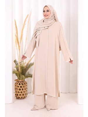 Bym Fashion Hac Umre Biyeli Pantolonlu Tunik Takım Şal Hediye 8001 Taş