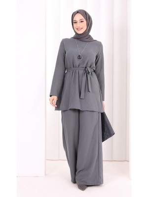 Bym Fashion Kolyeli Tunik Pantolon Takım 8027 Antrasit